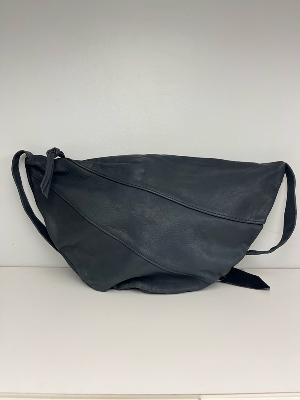 DEADSTOCK Vintage Black Leather Slouchy Shoulder Bag
